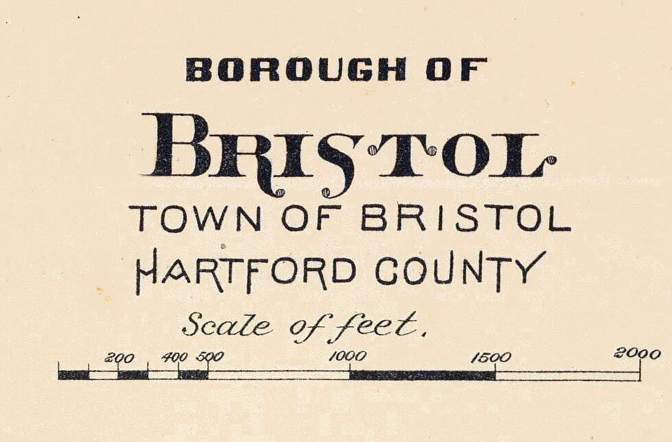 1893 Town Map of Bristol Hartford County Connecticut