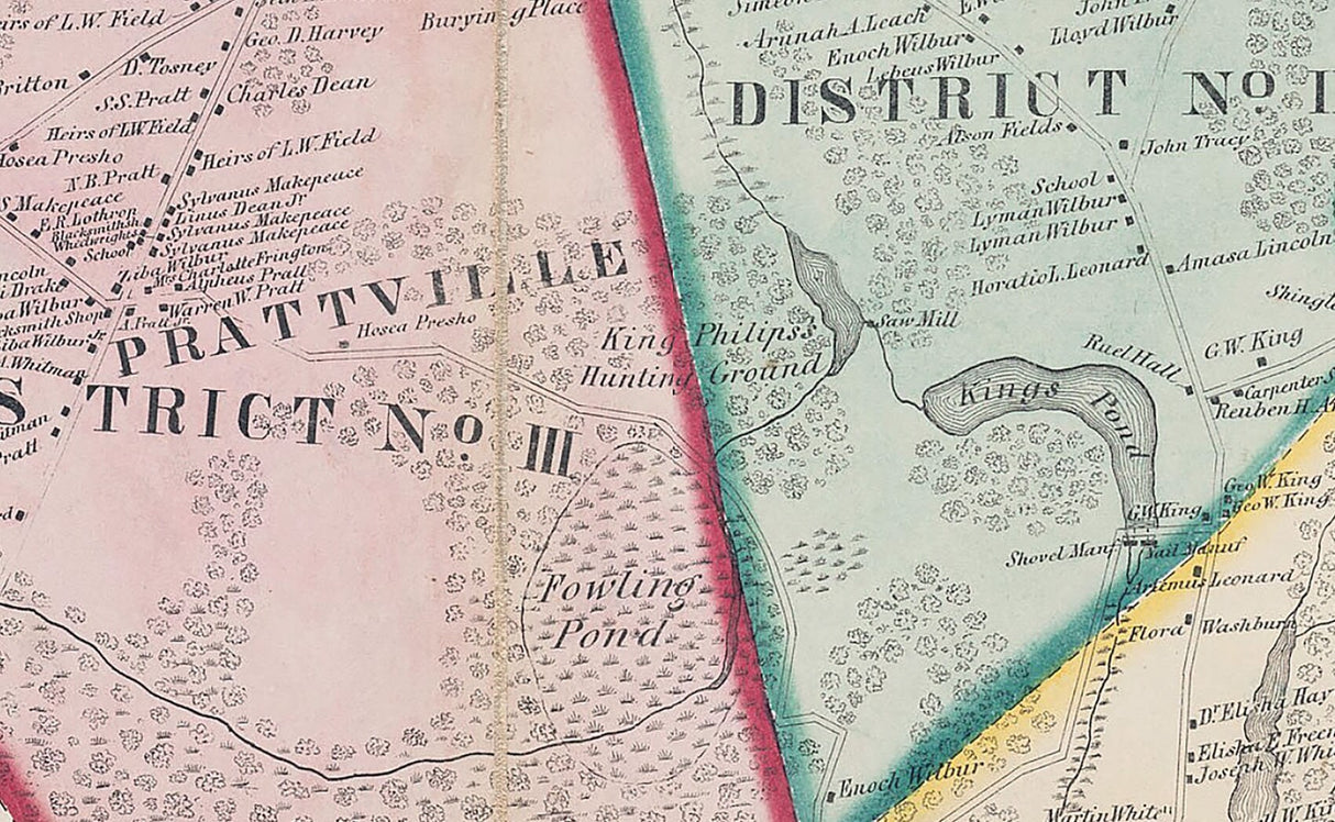 1855 Town Map of Raynham Bristol County Massachusetts