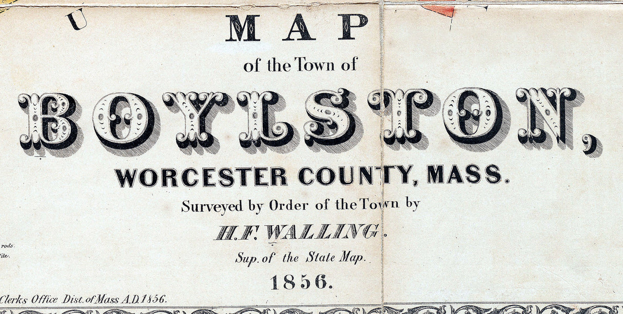 1856 Town Map of Boylston Worcester County Massachusetts