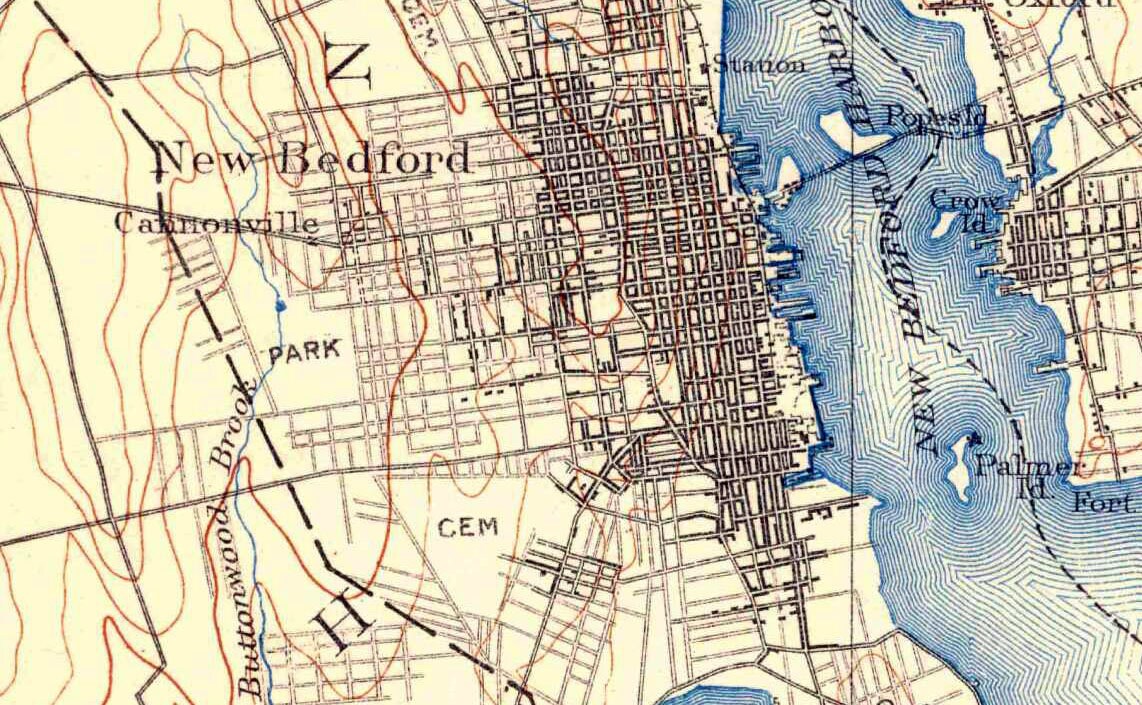 1885 Topo Map of New Bedford Massachusetts Dartmouth