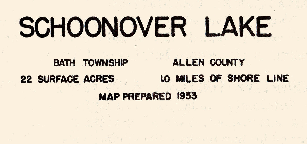 1953 Map of Schoonover Lake Allen County Ohio