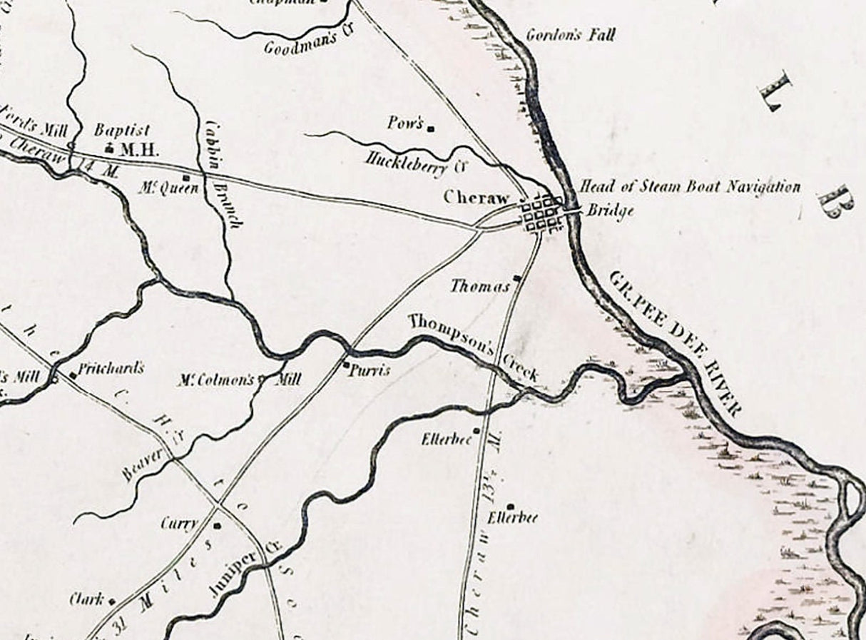 1825 Map of Chesterfield County South Carolina