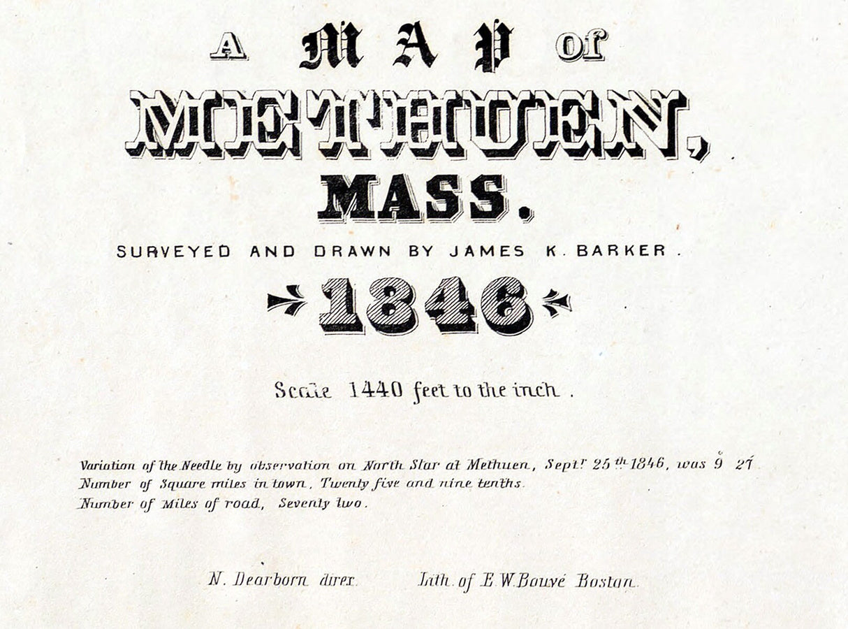 1846 Map of Methuen Massachusetts