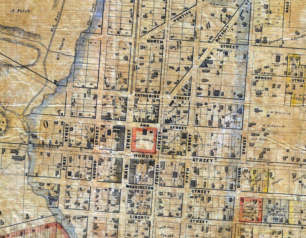 1854 Map of the city of Ann Arbor Washtenaw County Michigan