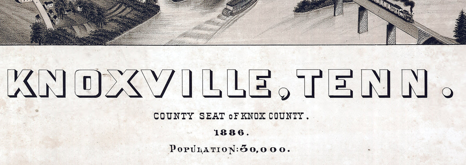 1886 Panoramic Map of Knoxville Tennessee