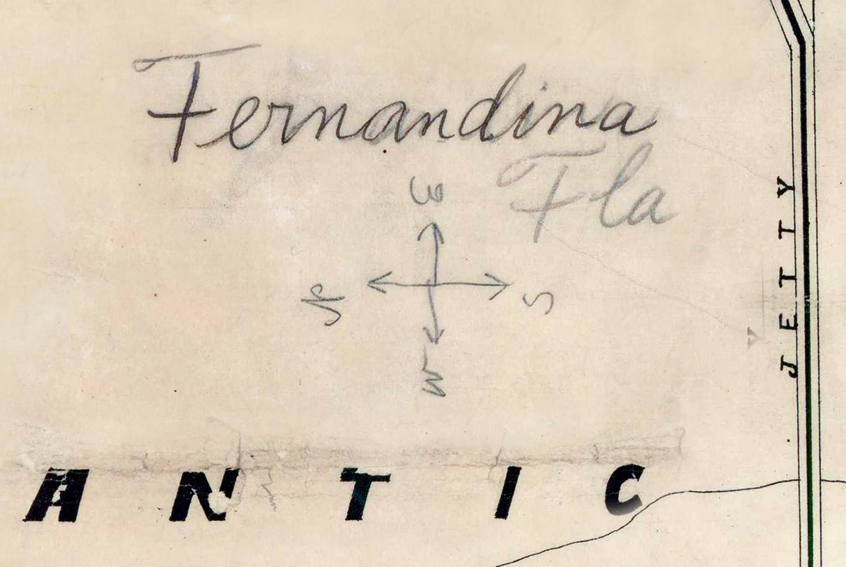 1800s Map of Fernandina Amelia Island Florida North Point