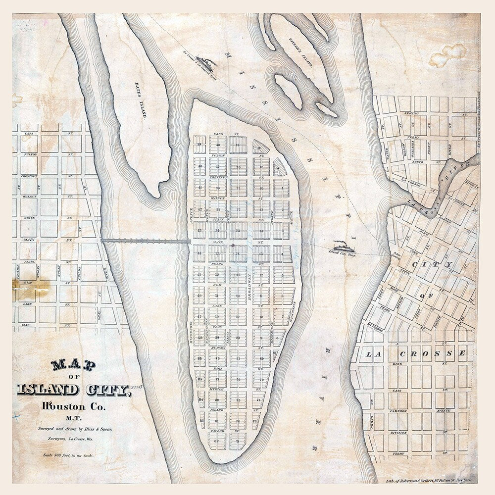 1800s Map of Island City Houston County Minnesota Territory