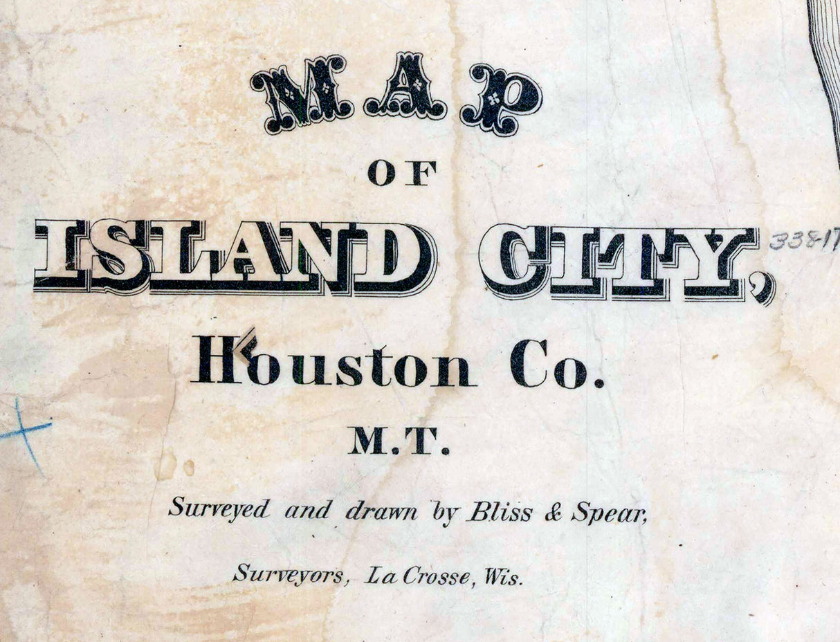 1800s Map of Island City Houston County Minnesota Territory