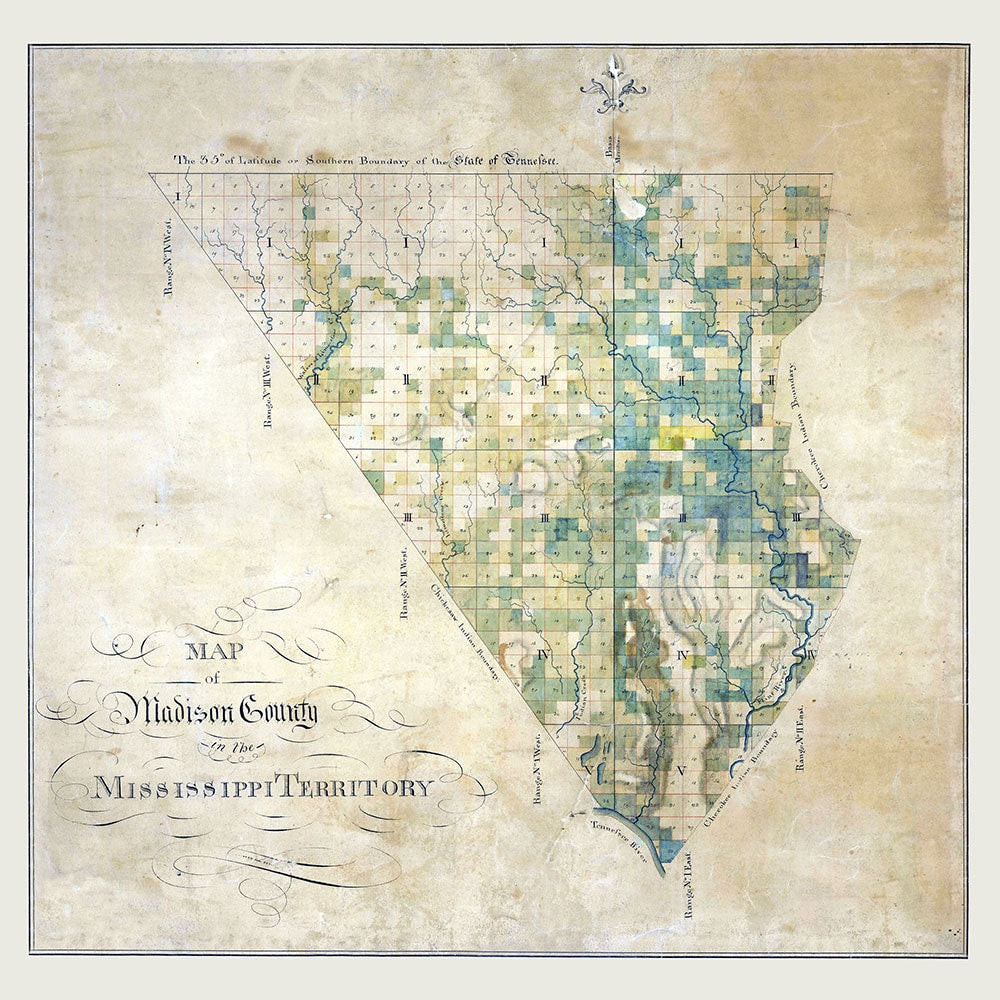 1800s Map of Madison County Mississippi Territory