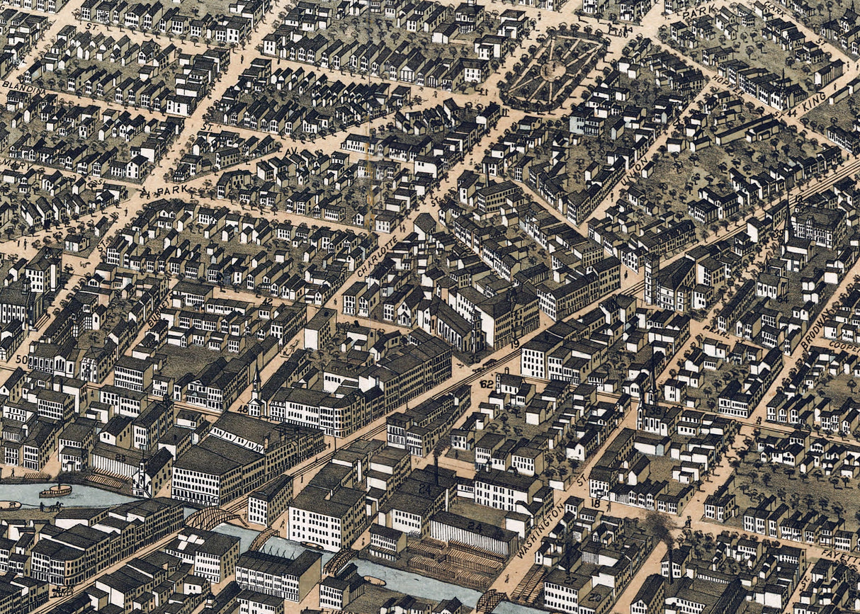 1873 Panoramic Map of Utica Oneida County New York