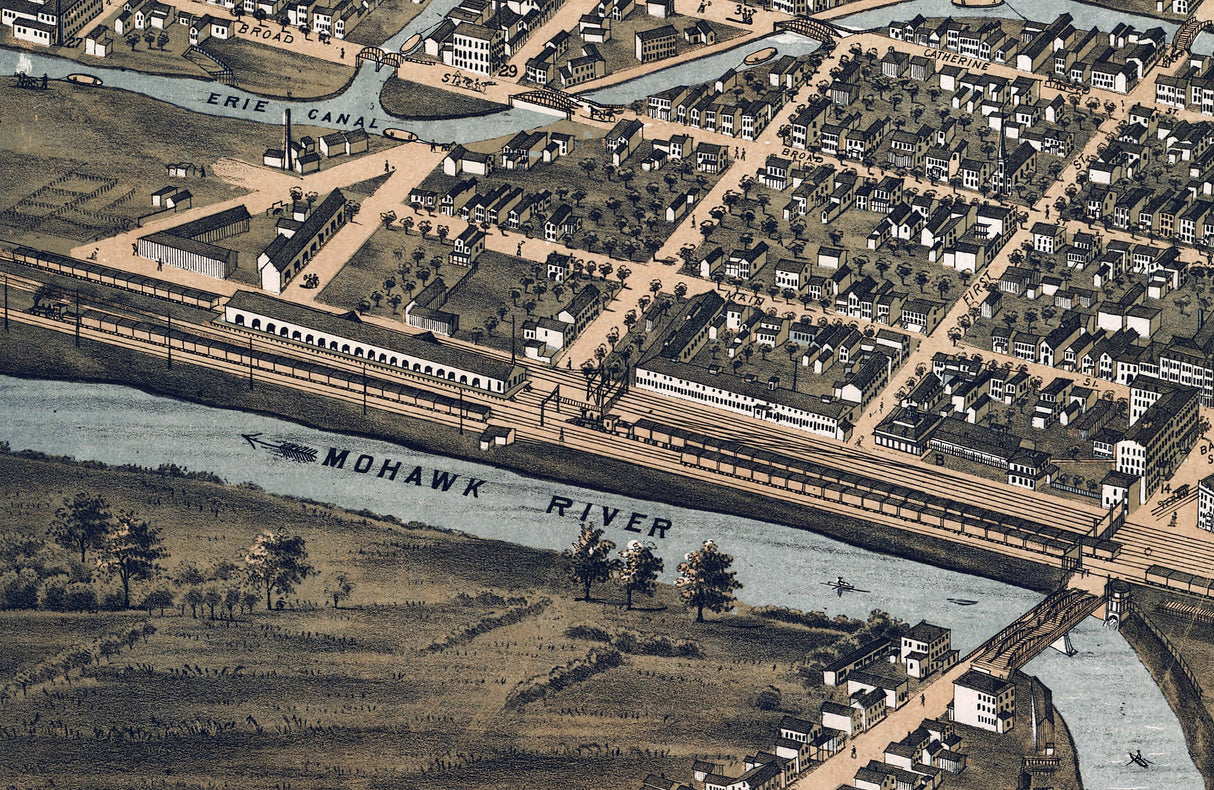 1873 Panoramic Map of Utica Oneida County New York