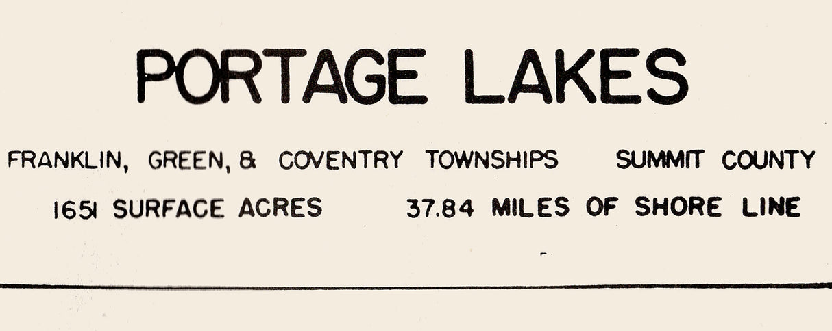 1960 Map of Portage Lakes Summit County Ohio