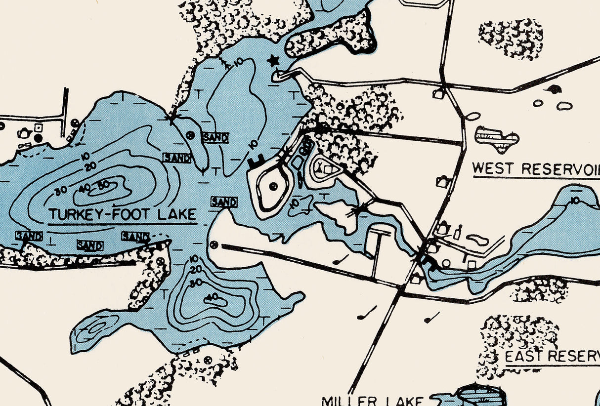 1960 Map of Portage Lakes Summit County Ohio