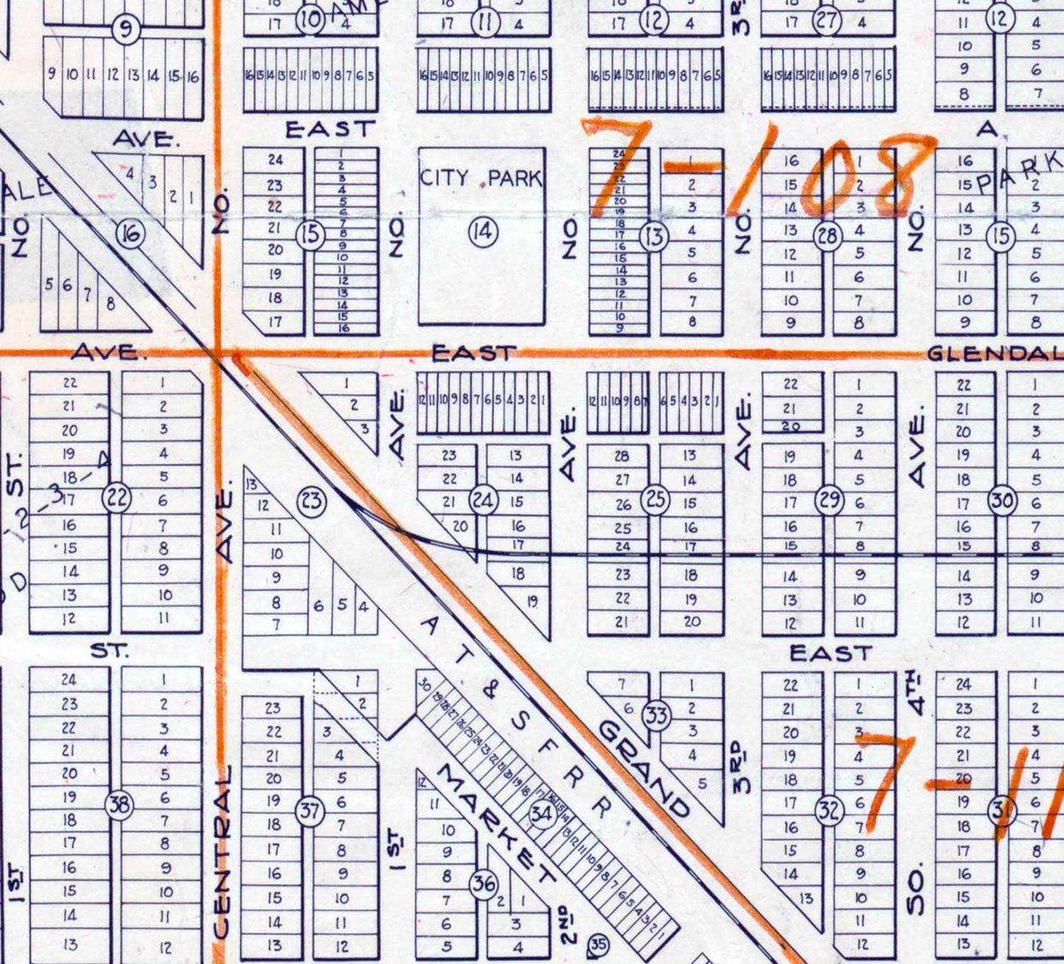 1950 Town Map of Glendale Maricopa County Arizona