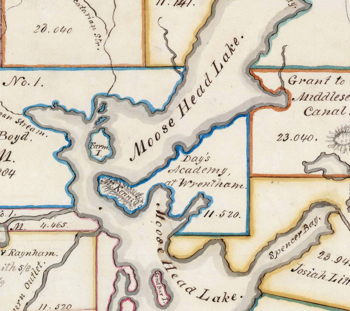 1837 Map of Moose Head Lake Maine and Vicinity