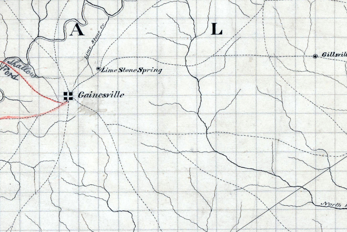 1860s Map of Cherokee Forsyth and Hall County Georgia