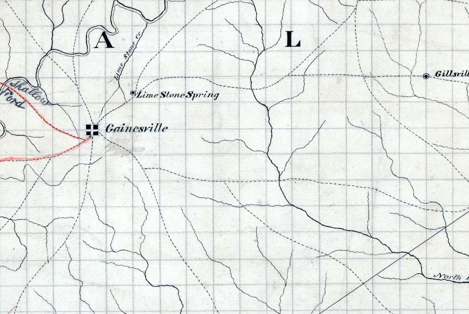 1860s Map of Cherokee Forsyth and Hall County Georgia