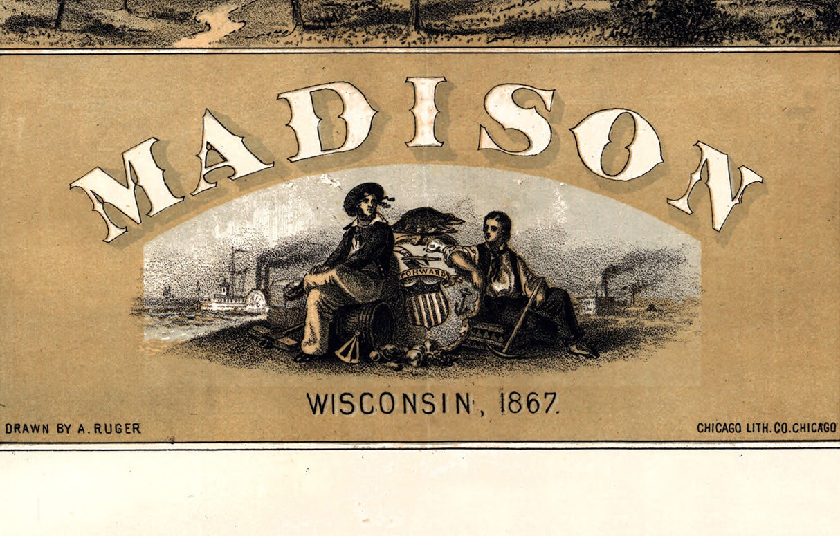 1867 Panoramic Map of Madison Wisconsin