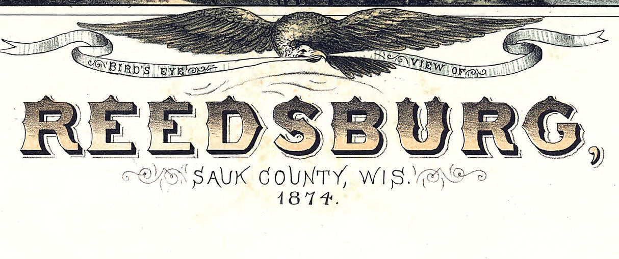 1874 Panoramic Map of Reedsburg Sauk County Wisconsin