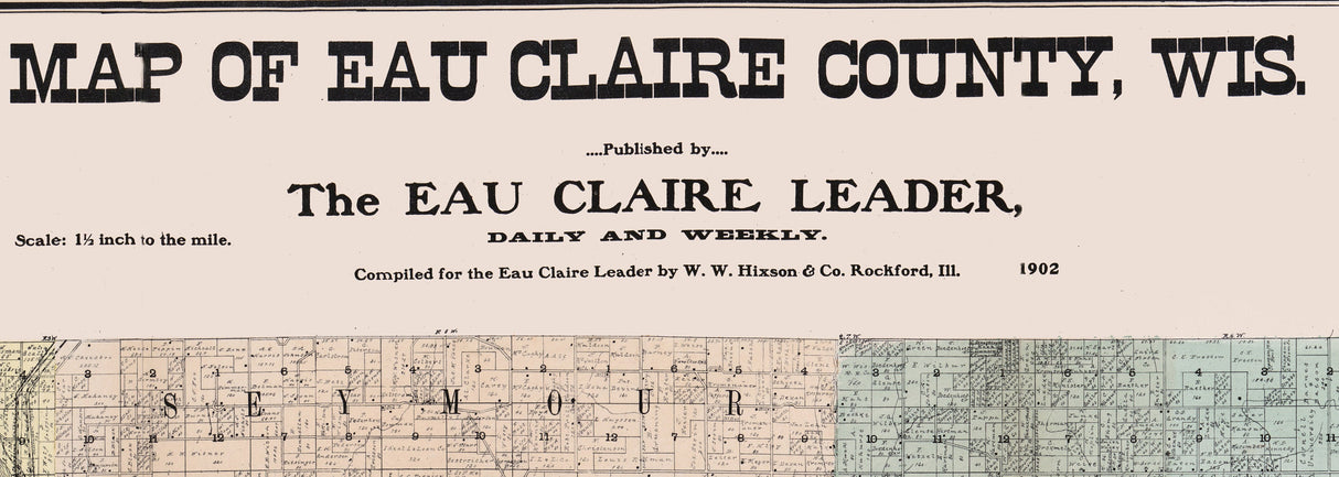 1902 Map of Eau Claire County Wisconsin