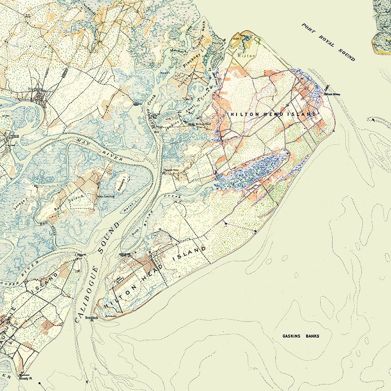 1920 Map of Hilton Head Island South Carolina