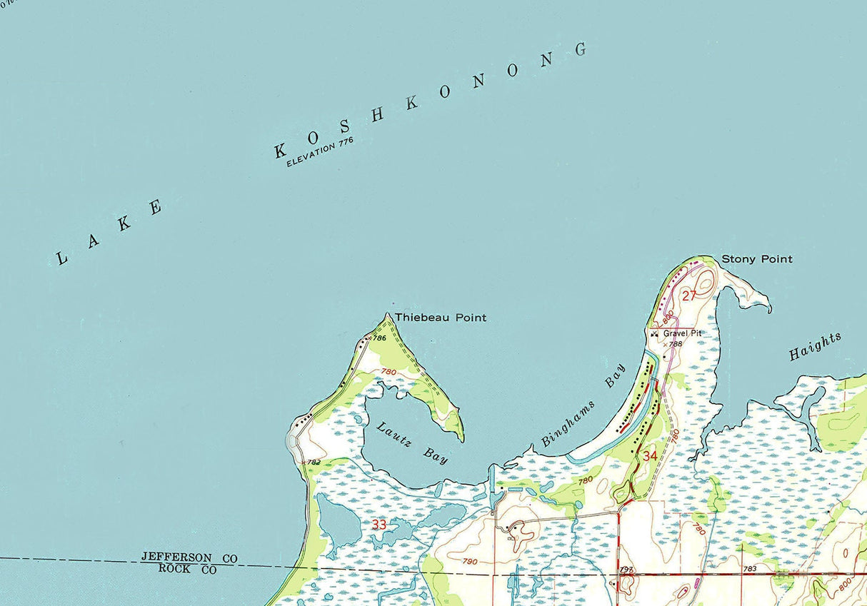 1972 Map of Lake Koshkonong Wisconsin