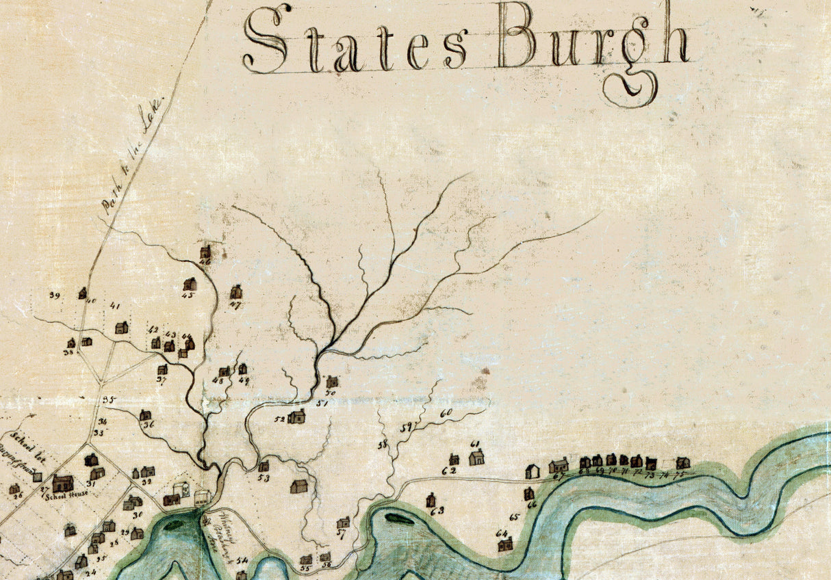 1832 Map of Lake Winnebago Fox River and Town of Kaukauna Wisconsin