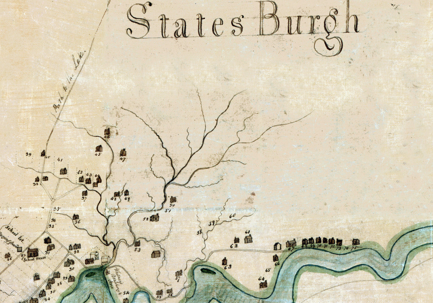 1832 Map of Lake Winnebago Fox River and Town of Kaukauna Wisconsin
