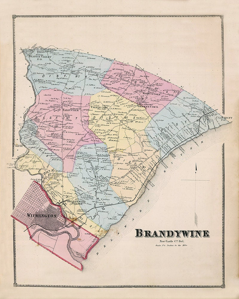 1868 Map of Brandywine Hundred New Castle County Delaware