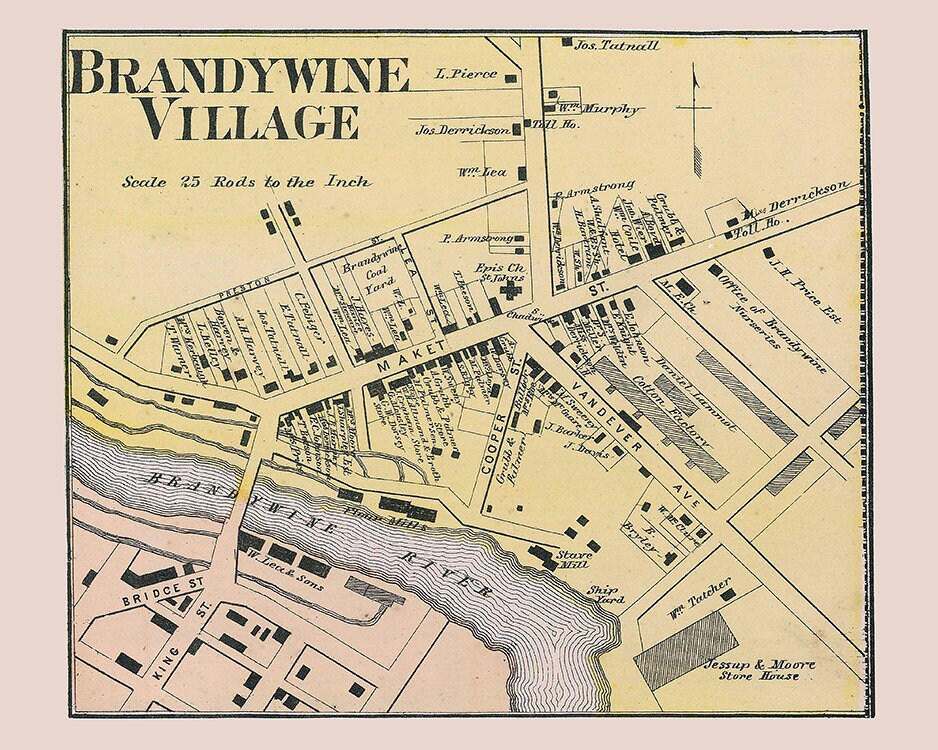 1868 Map of Brandywine Village New Castle County Delaware