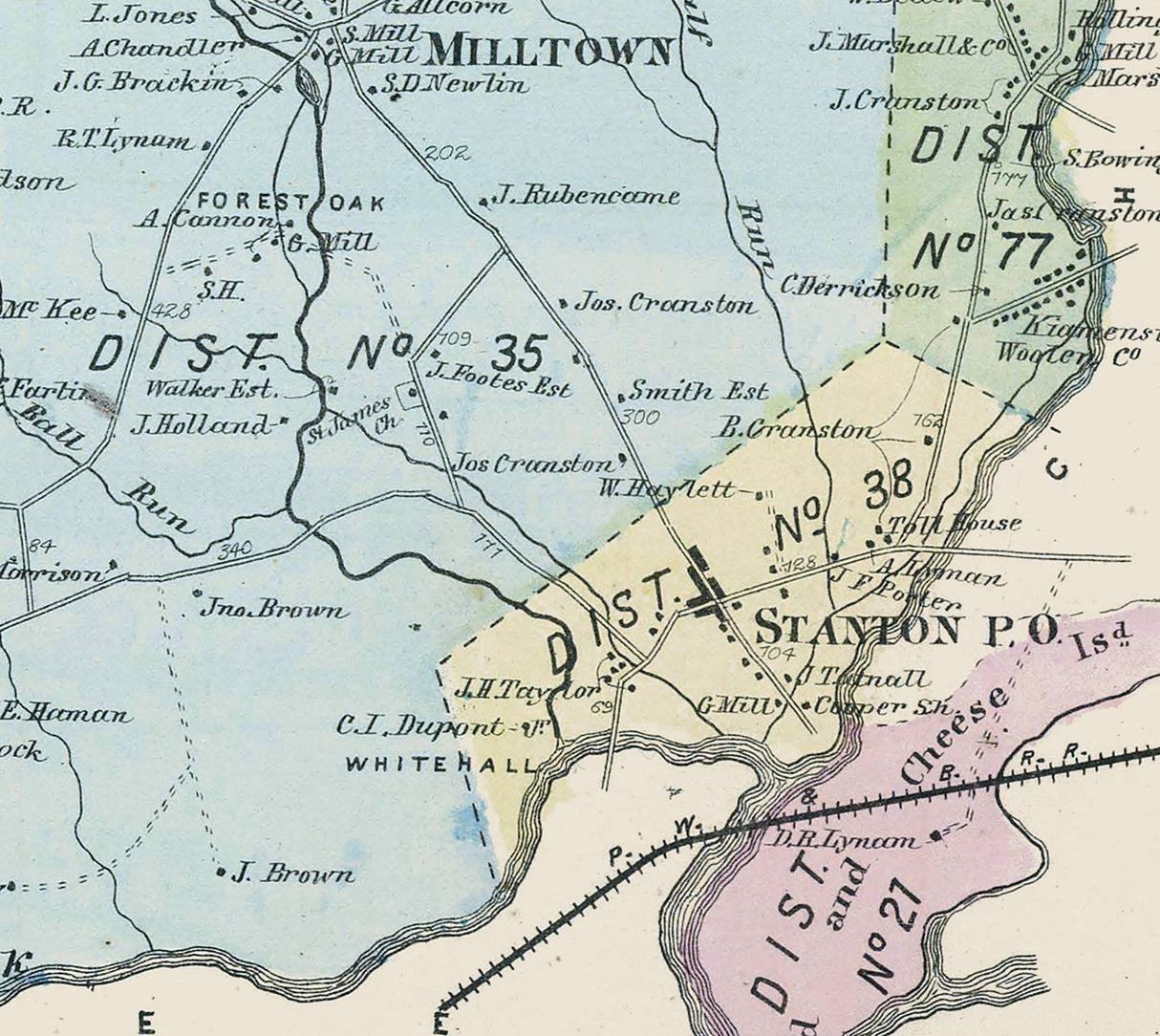 1868 Map of Mill Creek New Castle County Delaware