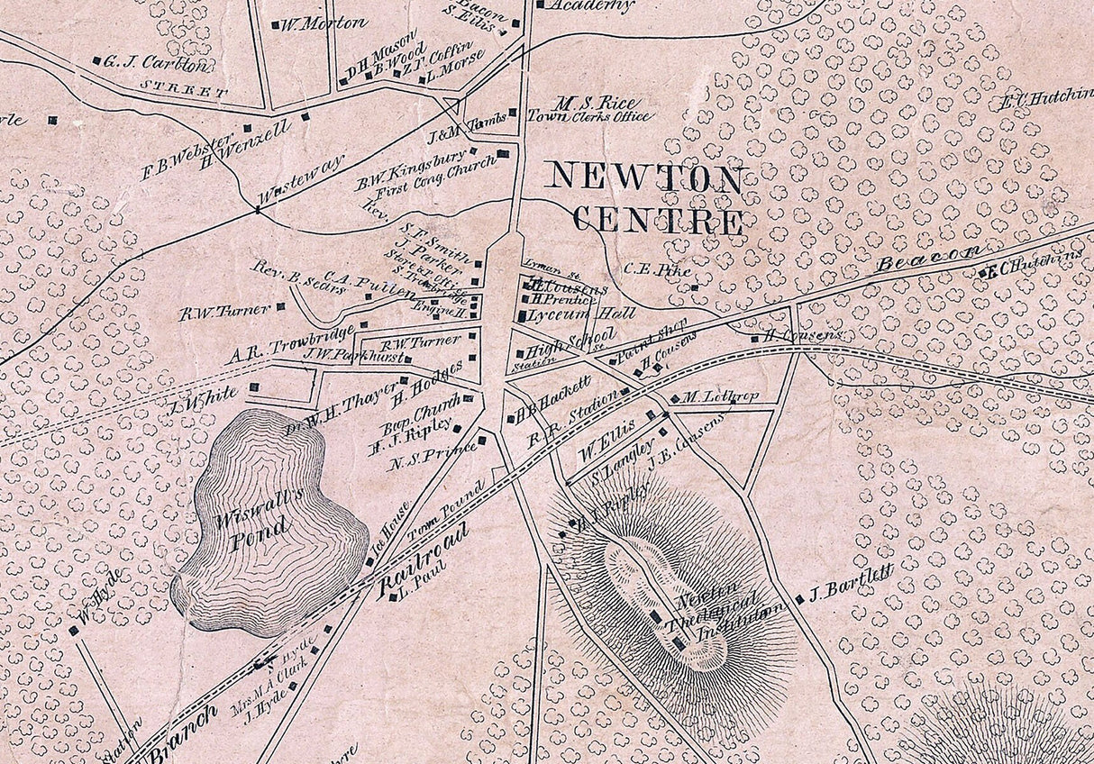 1855 Map of Newton Middlesex County Massachusetts