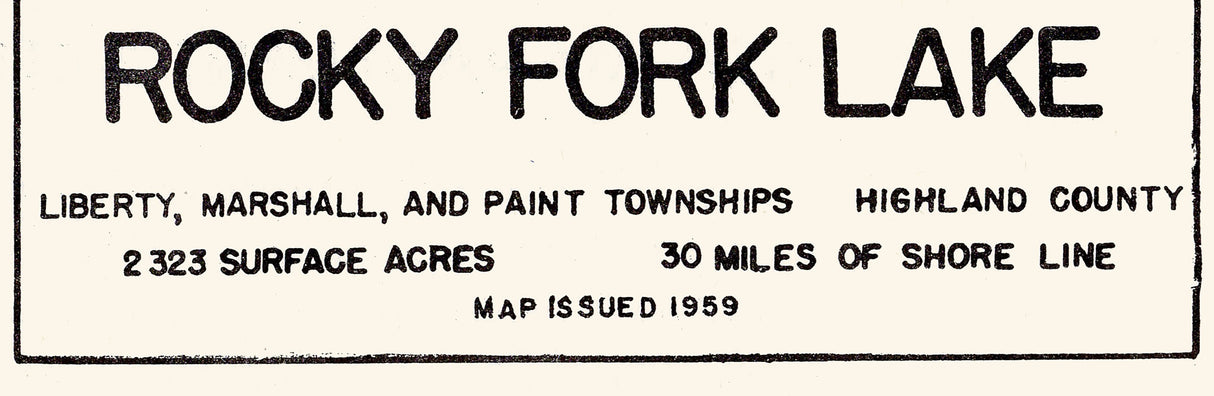 1959 Map of Rocky Fork Lake Highland County Ohio