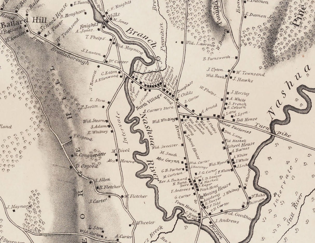 1831 Map of Lancaster Massachusetts