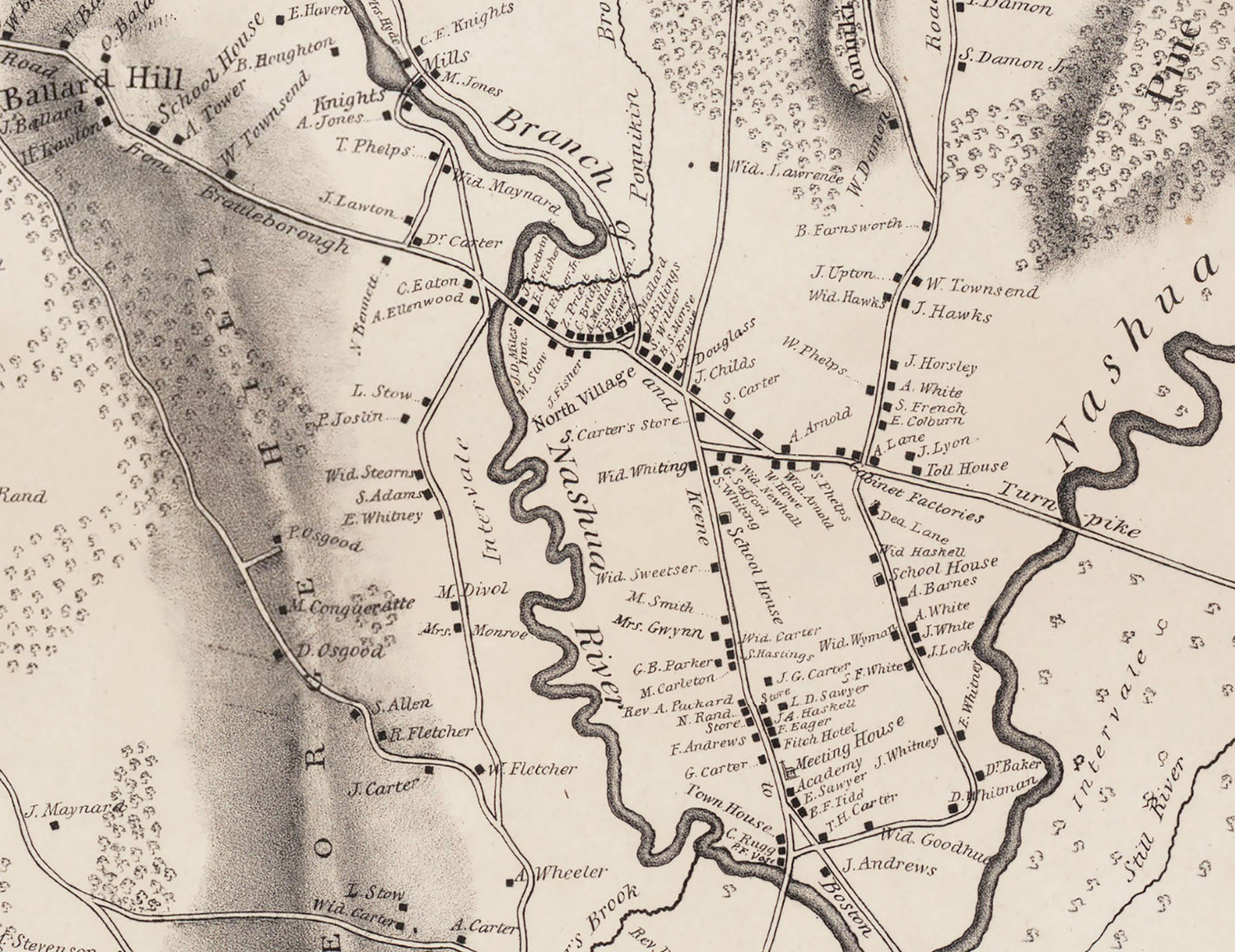 1831 Map of Lancaster Massachusetts