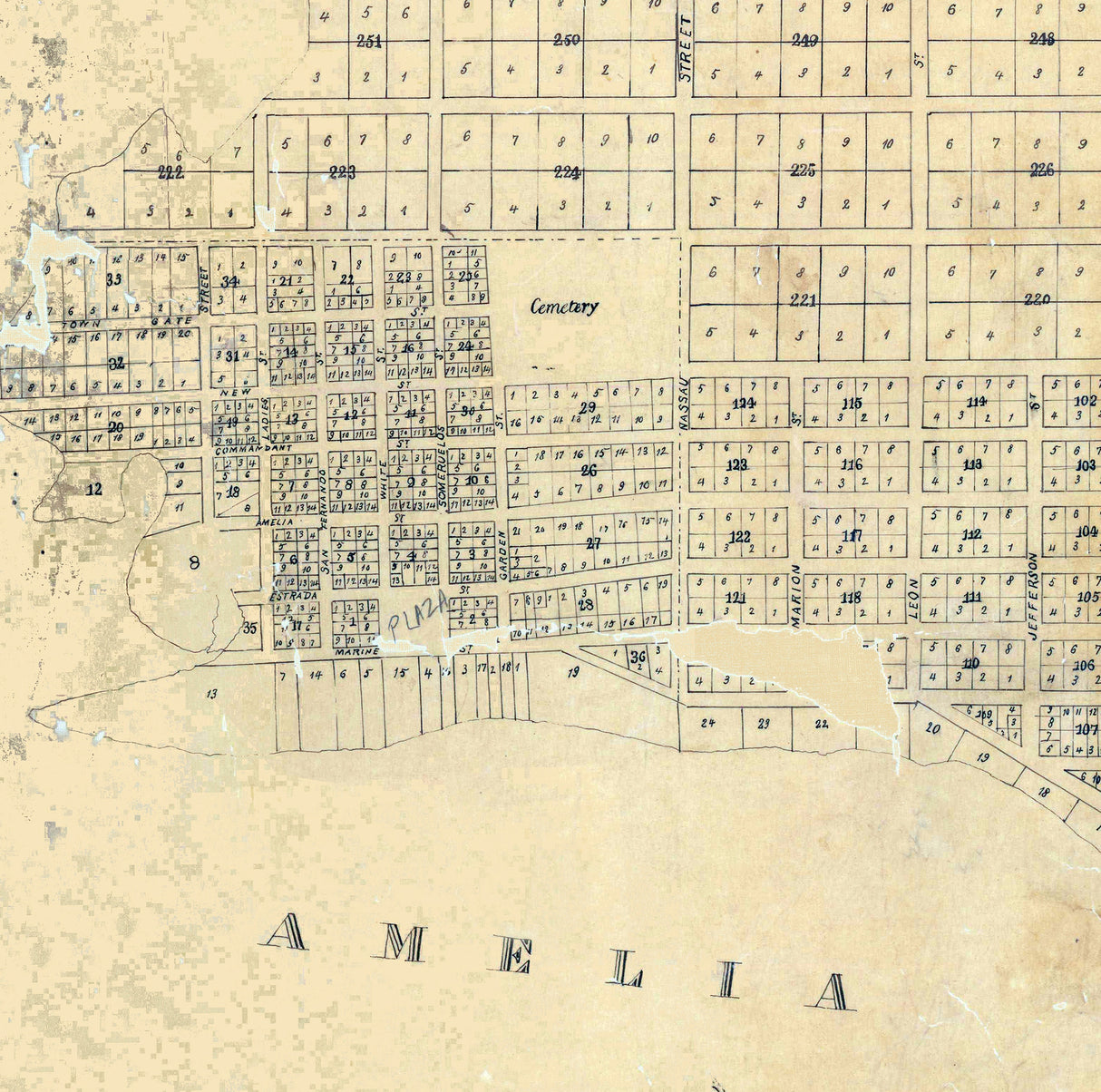 1857 Map of Fernandina Amelia Island Florida