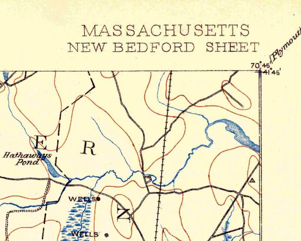 1885 Topo Map of New Bedford Massachusetts Dartmouth