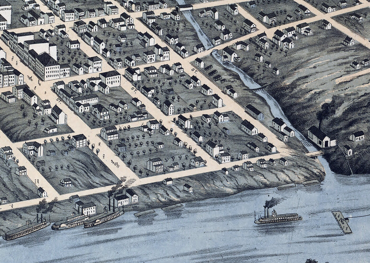 1871 Panoramic Map of Knoxville Knox County Tennessee
