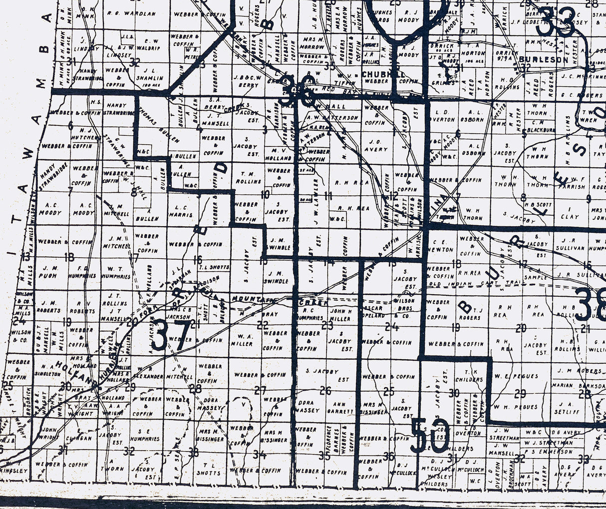 1908 Farm Line Map of Colbert and Franklin County Alabama