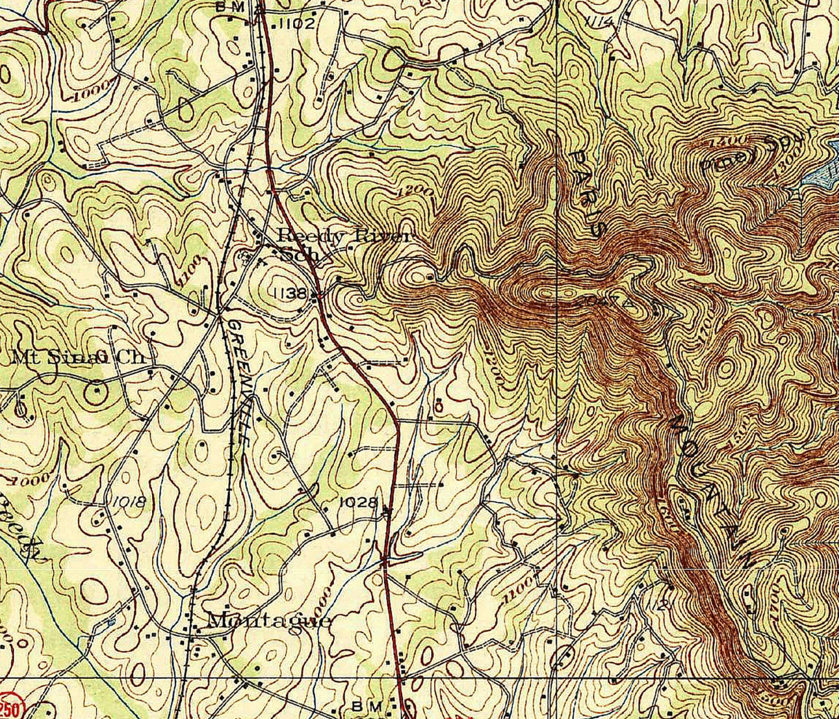 1938 Topo Map of Greenville South Carolina Quadrangle