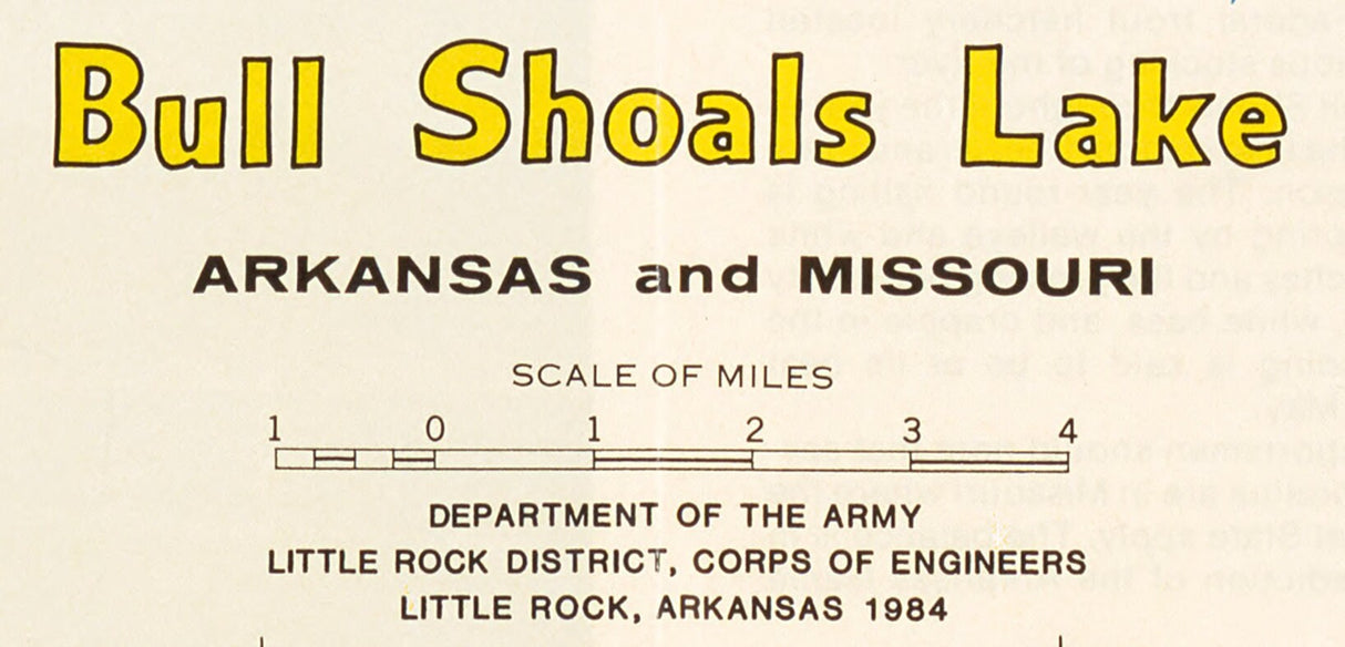 1984 Map of Bull Shoals Lake Arkansas and Missouri