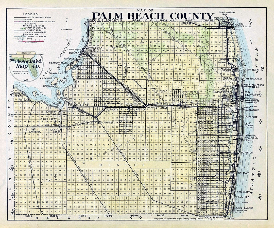1926 Map of Palm Beach County Florida