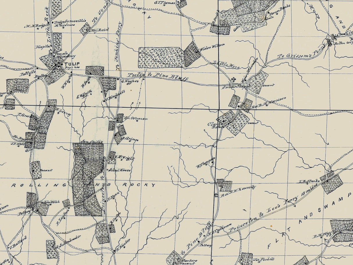 1865 Map of Dallas County Arkansas