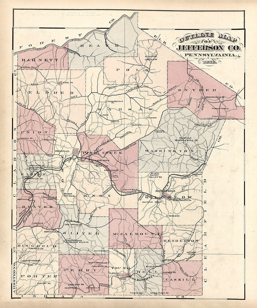 1878 Map of Jefferson County Pennsylvania