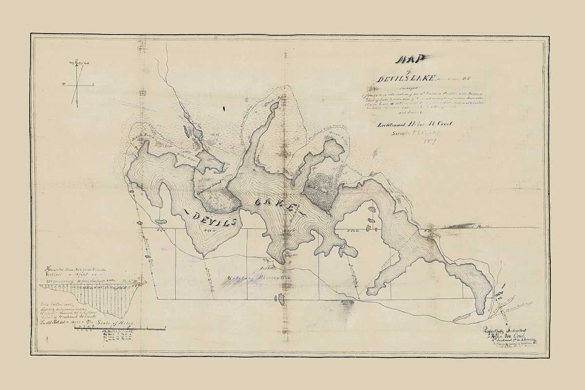 1879 Map of Devils Lake North Dakota