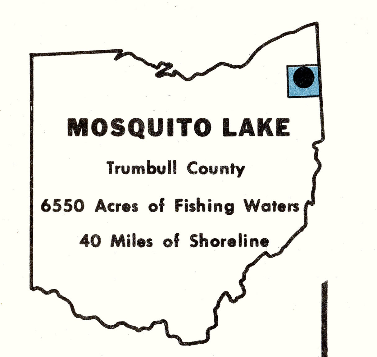 1960 Map of Mosquito Lake Trumbull County Ohio