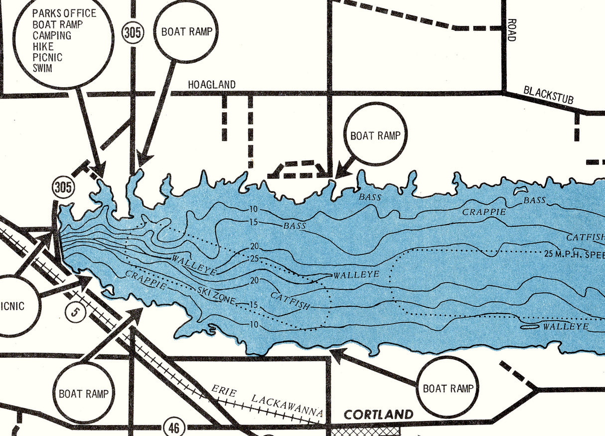 1960 Map of Mosquito Lake Trumbull County Ohio