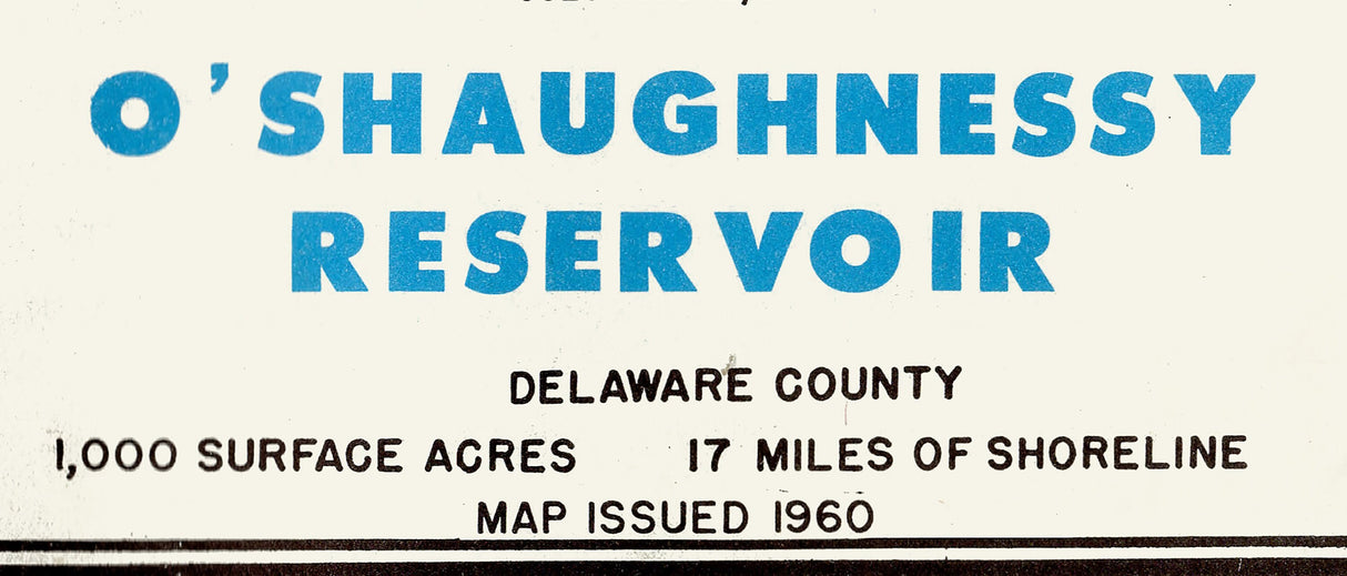 1960 Map of O Shaughnessy Reservoir Delaware County Ohio