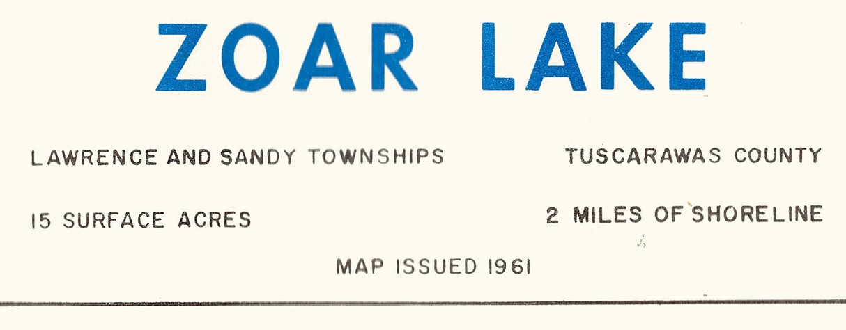 1961 Map of Zoar Lake Tuscarawas County Ohio