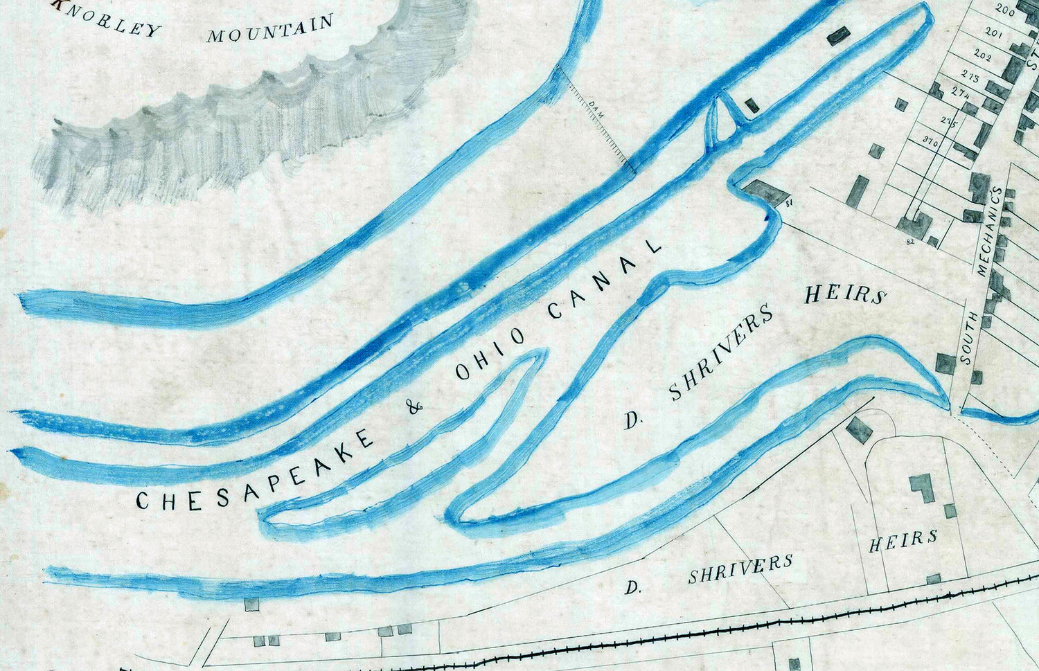 1800s Map of Cumberland Alleghany County Maryland